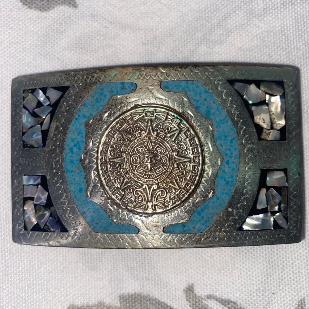 MEXICO ALPACA AZTEC CALENDAR
SILVER MOTHER OF PEARL BELT
BUCKLE